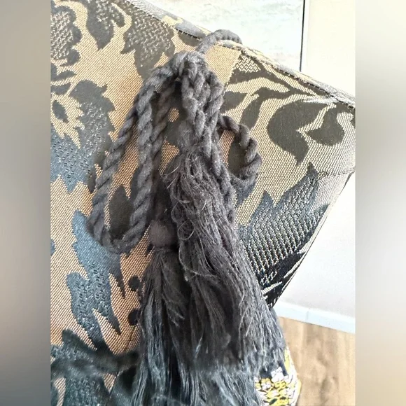 Free People Black Embroidered Crochet Tassel Boho Crop Top Small - Picture 6 of 7